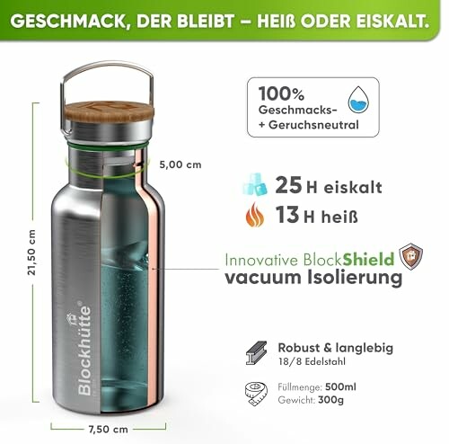 Blockhütte Edelstahl Trinkflasche