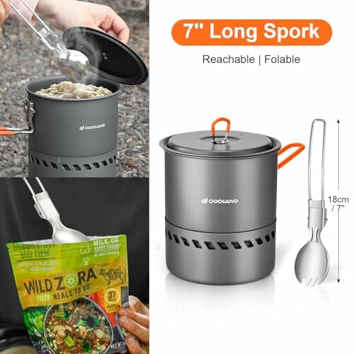 Camping-Kochset mit faltbarem Spork