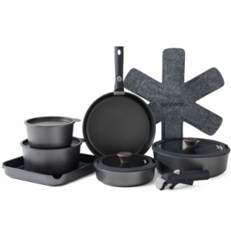 Kochgeschirr-Set mit Pfannen und Töpfen