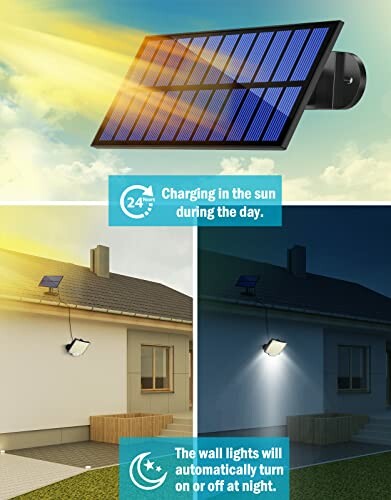 Solarbetriebene Wandbeleuchtung tagsüber und nachts