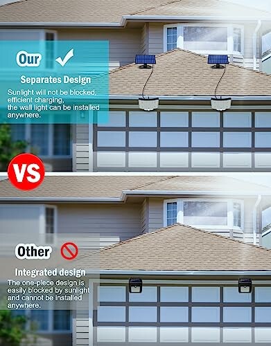 Vergleich von Solarlampen-Designs an einem Haus