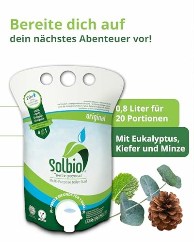 Solbio Mehrzweck-Toilettenflüssigkeit mit Eukalyptus, Kiefer und Minze.