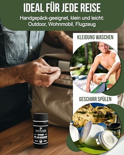 Produkt für Outdoor-Reisen und Geschirrspülen.