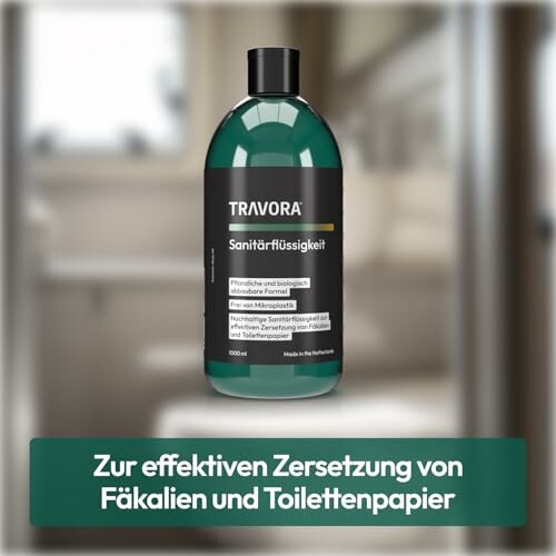 Travora Sanitärflüssigkeit Flasche im Badezimmer