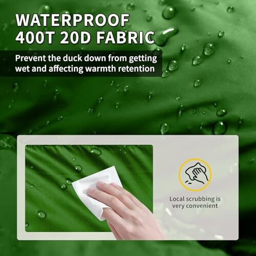 Wasserdichter 400T 20D Stoff mit Hand, die Oberfläche reinigt.