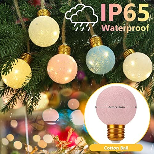 Wasserdichte Lichterkette mit Baumwollkugeln